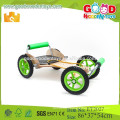 2015 High quality and unique design wooden kart toy for kids, hot sale 4 wheel car wooden toy kart